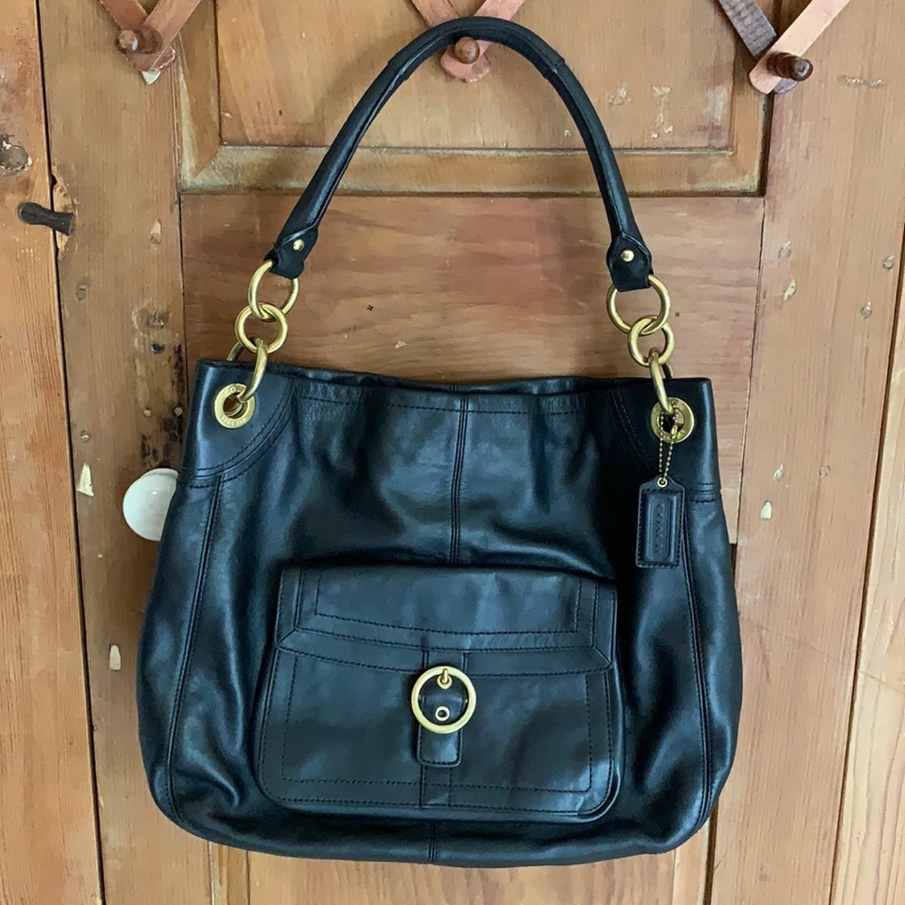 Coach black leather hobo shoulder bag